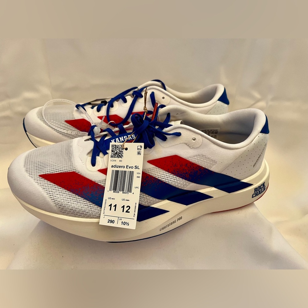 Adidas Adizero Evo SL M Size 11us White Red KU University Of Kansas Jayhawk
